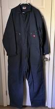 Dickies Navy Blue Coveralls Sz 52 Tall Mechanic Unlined American Workwear Zip Up