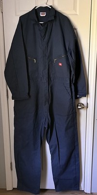 Dickies Navy Blue Coveralls Sz 52 Tall Mechanic Unlined American Workwear Zip Up