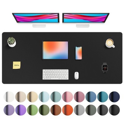 55x24 Inch Black Faux PU Leather Desk Mat NonSlip Waterproof Writing Pad