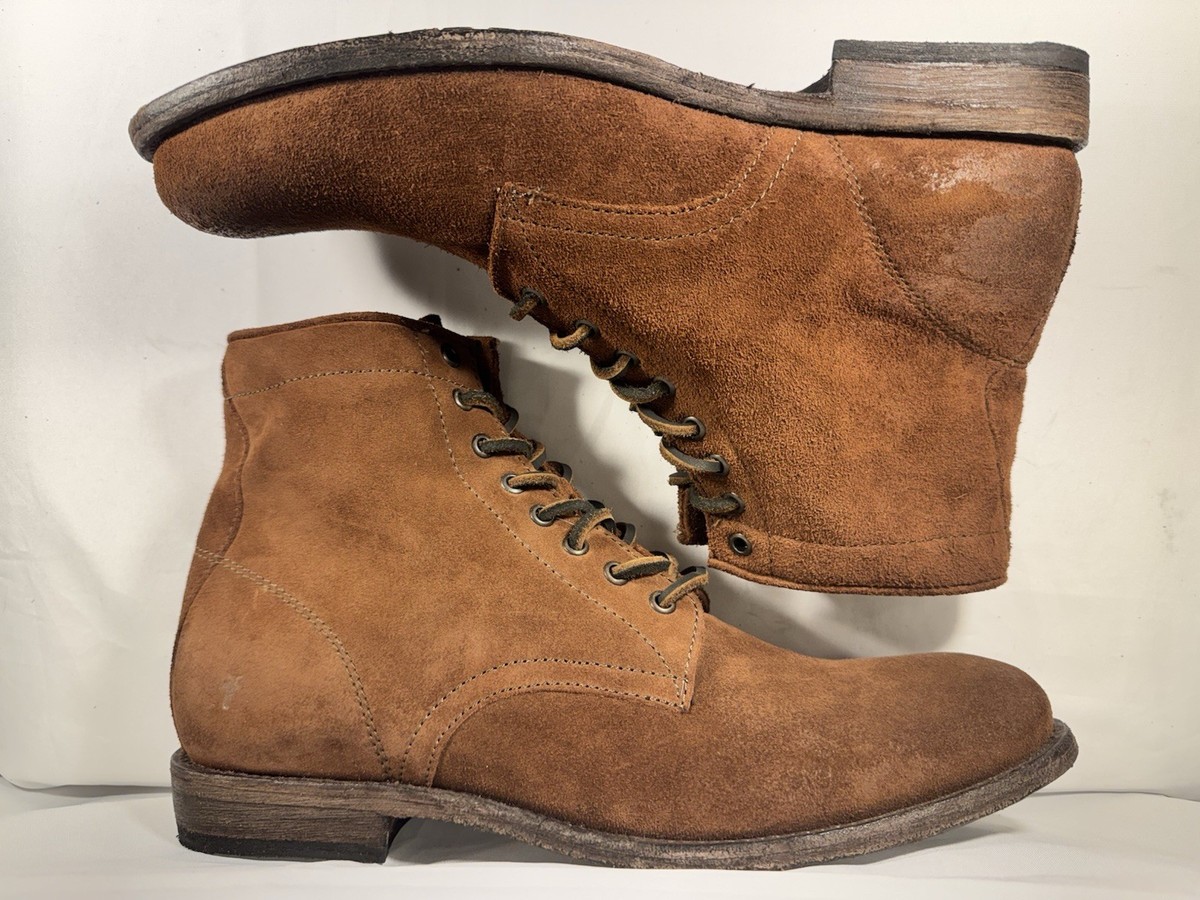FRYE Tyler Flex Lace Up Boots Brown Suede Men