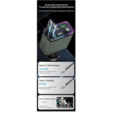 65W PD Fast Charging Car Charger with FM Transmitter