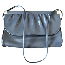 Vintage 1960s Gray Frame Clutch Pleated Evening Purse Mid Century Cocktail Bag