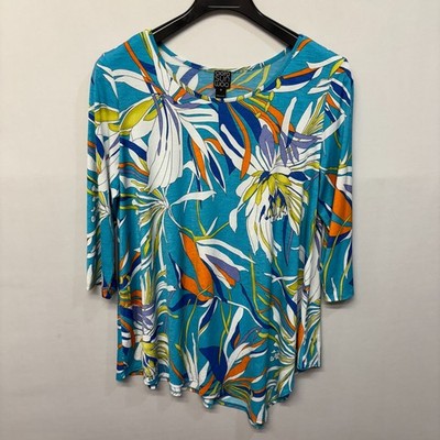 Clara Sun Woo Women 3/4 Sleeve Blouse Knit Top Shirt Size 1X Floral D030 -9