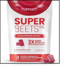 HumanN^SUPER BEETS Heart Chews, Pomegranate, 60 Count, New & Sealed-FREE SHIP