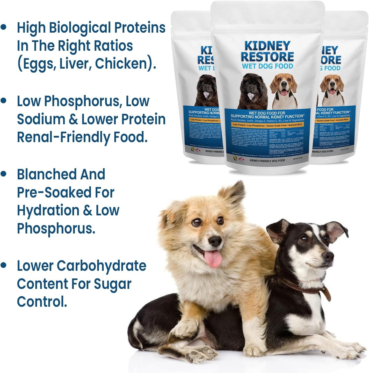 Non-Prescription Kidney Care Dog Food for Renal Support Made in USA