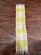 VINTAGE Glentana Mohair Wool Scarf Pastel Plaid 48    8.5" Made In Scotland