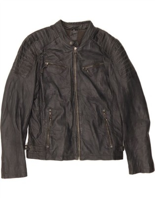 GIPSY Damen Lederjacke UK 18 XL Schwarz Leder Biker DH36