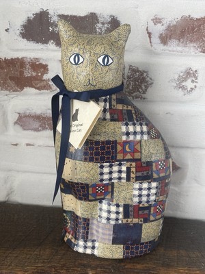 The Original Calico Cat Patchwork Decopage 12  Tall W Tag Handmade