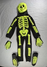Fun World Skeleton Halloween Costume Jumpsuit Kids 4/6 3D green foam bones