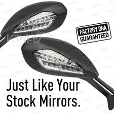 PAIR mirrors OEM quality replacement fits Ducati Panigale 1299 black LED set