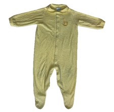 Vintage Carter  s 1990 Baby Footie Pajamas Yellow Full Snap Embroidered 18-23 lbs