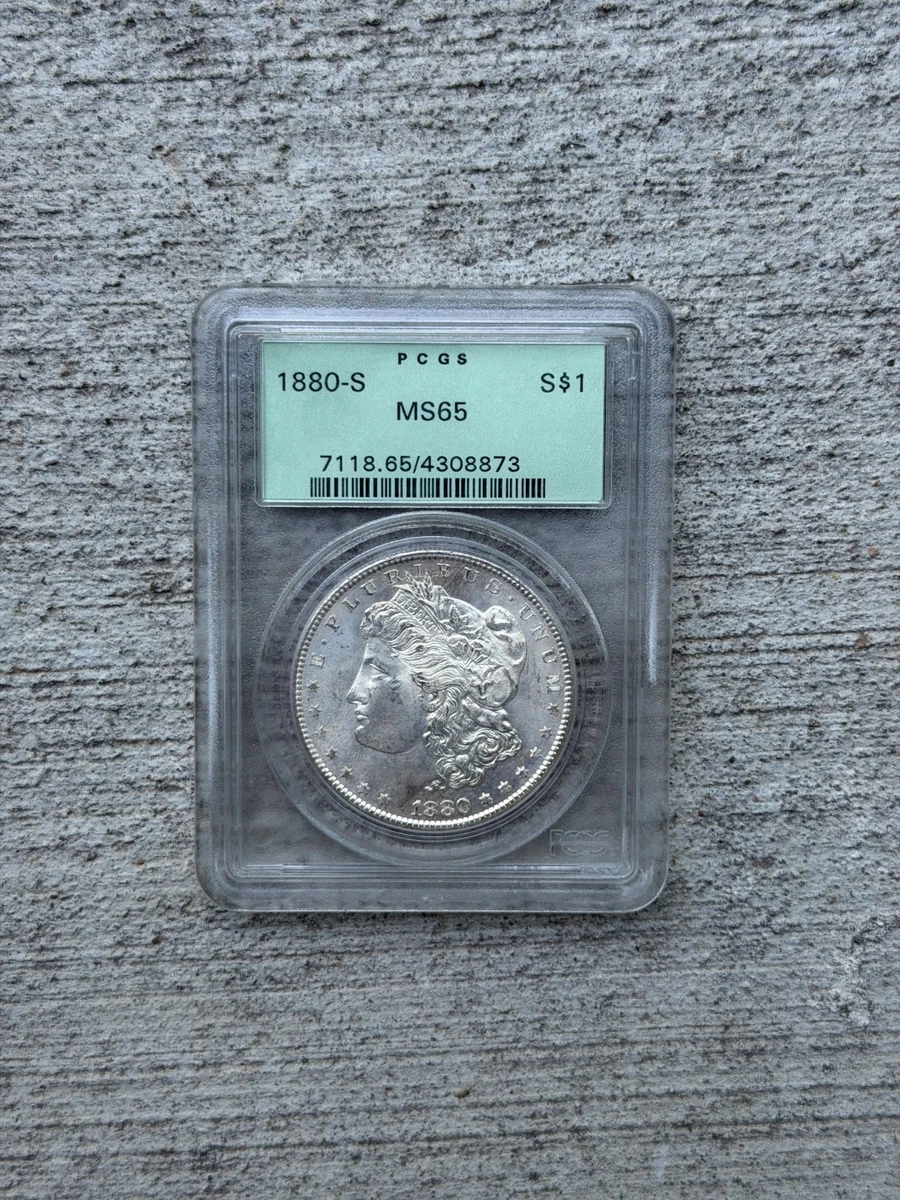 PCGS Certified MS 65 Graded 1880 Year Morgan US Dollars (1878-1921