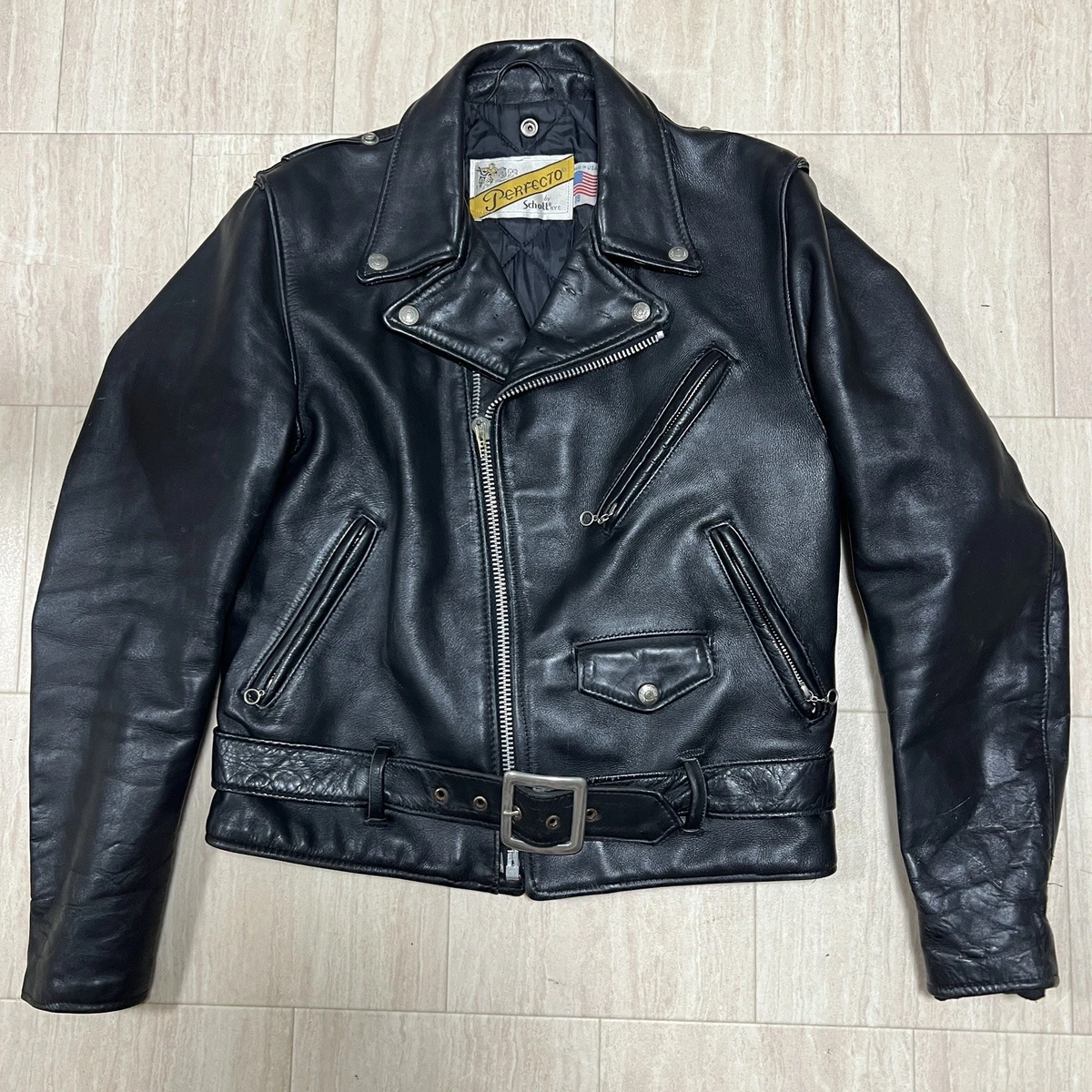 618 38 Schott Perfecto Doble Piel de Tirada Cuero Moto Chaqueta 641 613 118