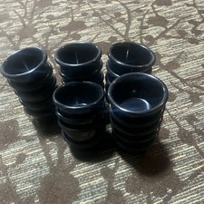 Set of 12 Black Shiny Ceramic Round Dipping Bowls Solid Pattern Dinnerware