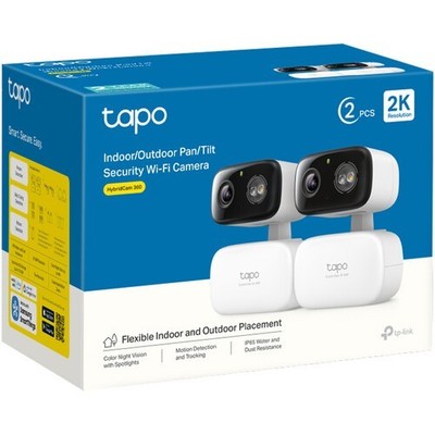 TP-Link Tapo HybridCam 360 2K Pan/Tilt Wi-Fi Security Camera 2-Pack Alexa