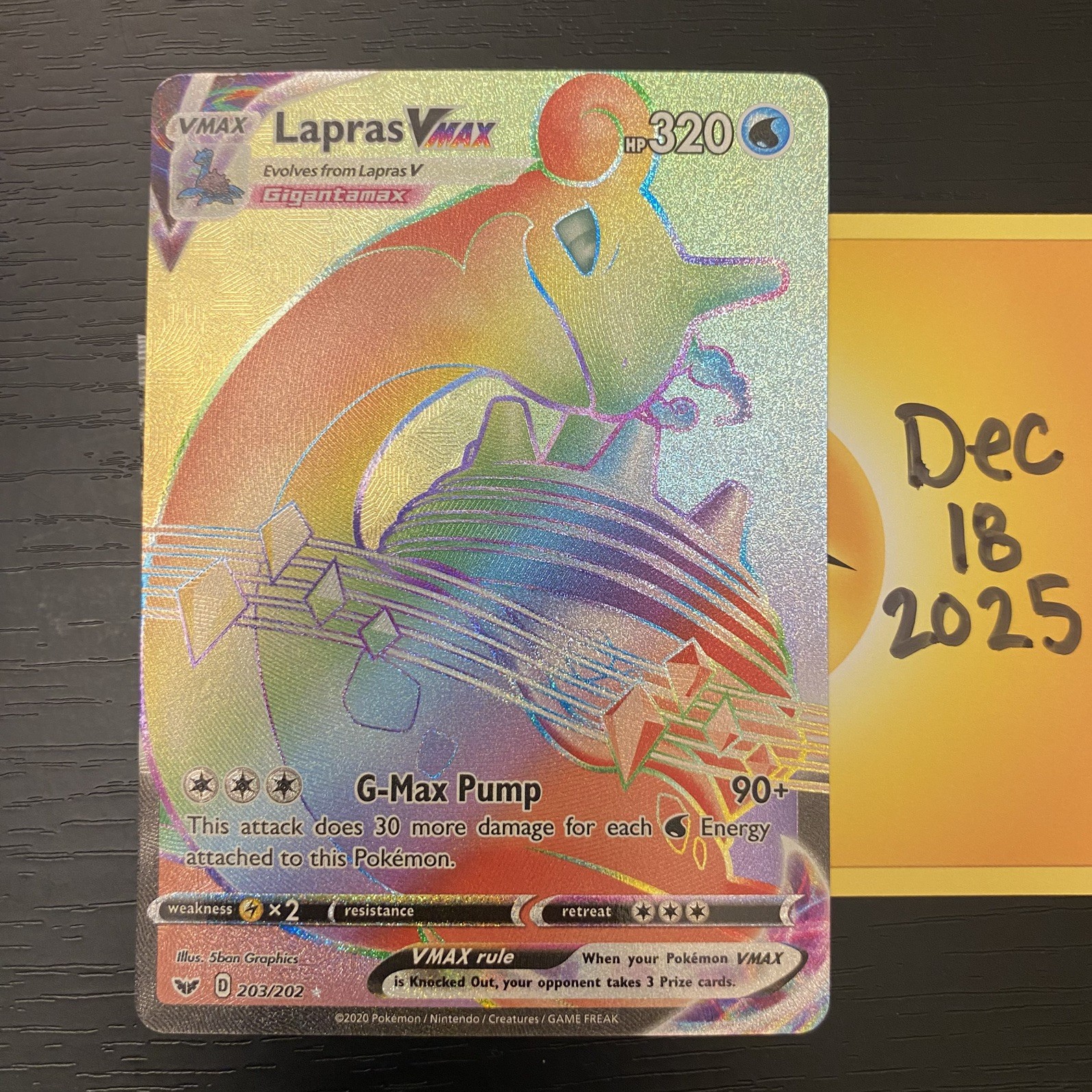 LAPRAS VMAX 203/202 Secret - Pokemon TCG Sword & Shield - NM