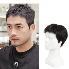 Natural Straight  Topper Human Hair Clip in Full Wig  Hair Pieces Toupee For Men