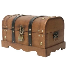 Vintage Wooden Treasure Chest Decorative Box with Lock - 12.2" x 7.1" x 7.1",...