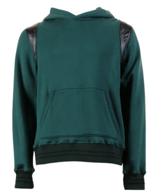 Amiri Varsity Hoodie Leather Panels Oversized Sweatshirt Streetwear Size S