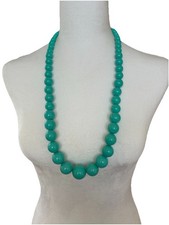 Graduated Faux Turquoise Bead Necklace Bold Statement