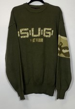 Vintage Phat Farm Men&rsquo;s XL Crewneck Knit Pullover Sweater Green Camo Sleeve Logo