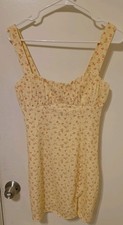 Princess Polly  Freya Mini Dress Yellow Floral Slit On Side Size 2