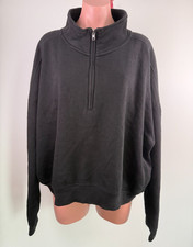 Victoria's Secret PINK Long Sleeve 1/4 Zip Fleece Sweatshirt Black Sz XXL NWT