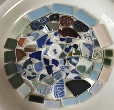 Genuine Surf Tumbled sea glass pottery tiles drom japan