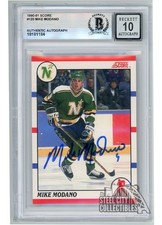 Mike Modano 1990-91 Score Rookie Autograph Card #120 BAS 10