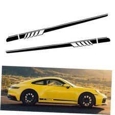 Car Side Skirt Stickers, Racing Stripe Car Body Sports Decoration, 2 PCS Black