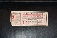 1934 TIGERS WORLD SERIES TICKET STUB GAME 2 VS CARDINALS TIGERS WIN 