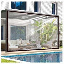 Abdeckplane 2x1m transparent mit Ösen für Garten Balkon