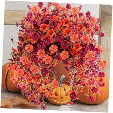 Outdoor Realistic UV Resistant Faux Flowers 6Pcs: Silk Flowers Orange brown