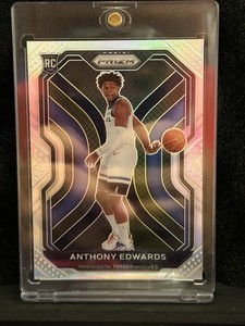 Photo from the eBay listing: Panini 2020-21 Prizm Anthony Edwards Silver Prizm #258 RC Timberwolves