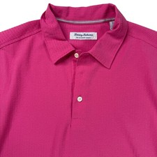 Tommy Bahama The Bahamas Coast Pink Polo Shirt Medium Texture Recycled