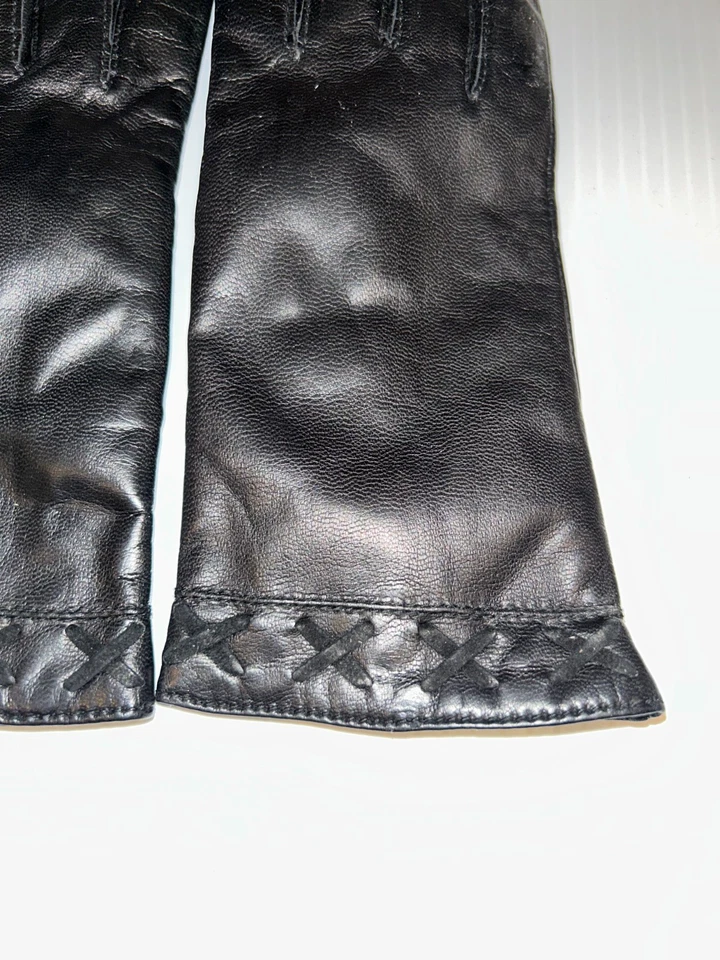 ЖЕНСКИЕ ЧЕРНЫЕ КОЖАНЫЕ ПЕРЧАТКИ FOWNES BROTHERS, с подкладкой, размер маленький - Изображение 3 из 4