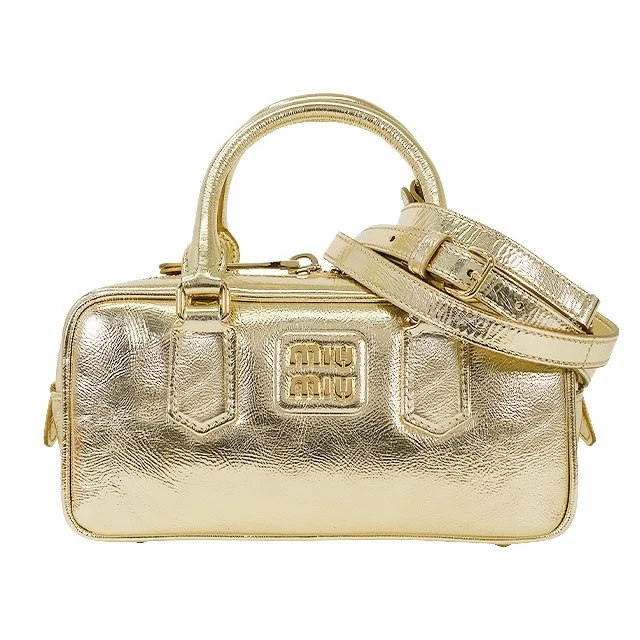 Miu Miu — Miu Miu Arcadie leather bag 2way Regular Gold Sheepskin Champagne Gold HW Ha...