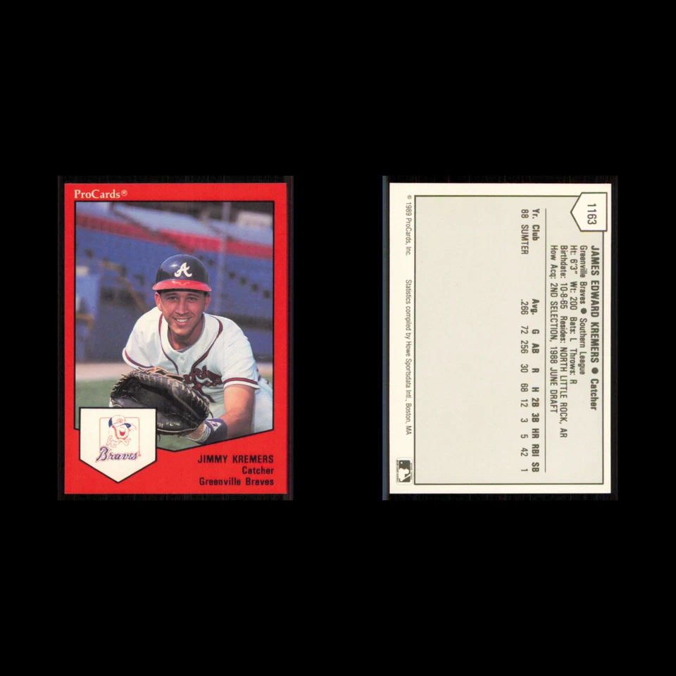 Jimmy Kremers #1163 1989 ProCards Minor League Team Sets Greenville Braves Card - Image 3 of 3