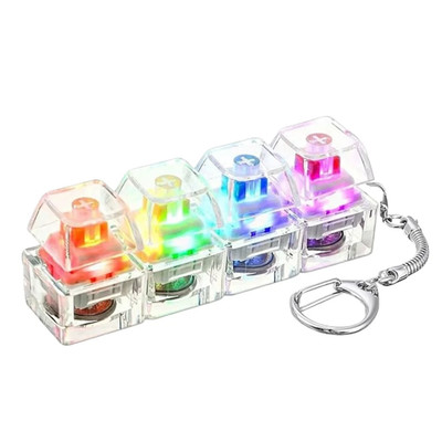 1Pc Light Up Keyboard Keychain Stress Relief Clickable LED Button Desk Toy
