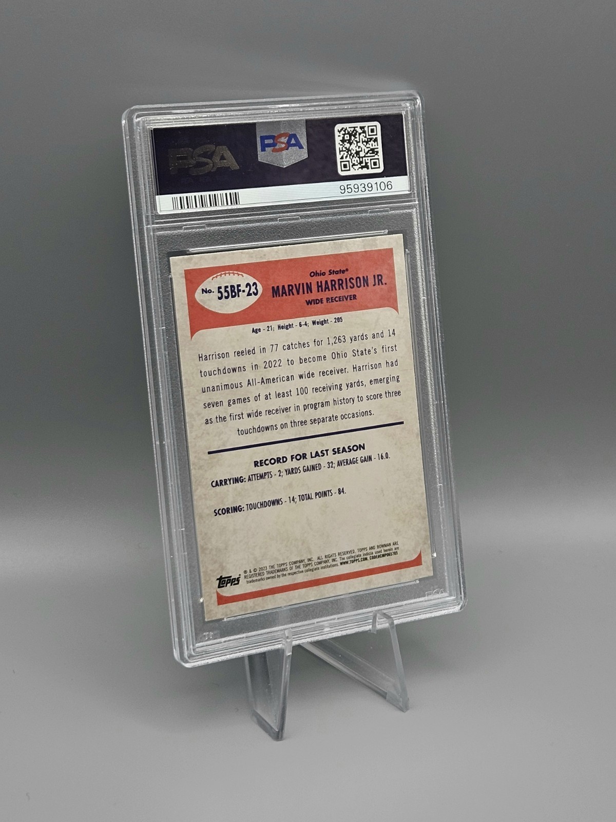 PSA 10 GEM (RC) Marvin Harrison Jr 1955 Bowman Football Chrome 2023 Bowman U 🔥  view 5