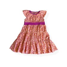 Tea Collection Mei Mei Twirl Dress Girls 2 Pink Floral Tiered 100% Cotton