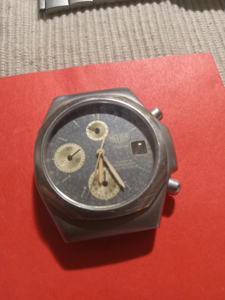 Heuer Titanium Chronograph Rare Vtg Moon Dust Lwo 283 Mecha Quartz Chrono C 1985 - Image 4 of 4