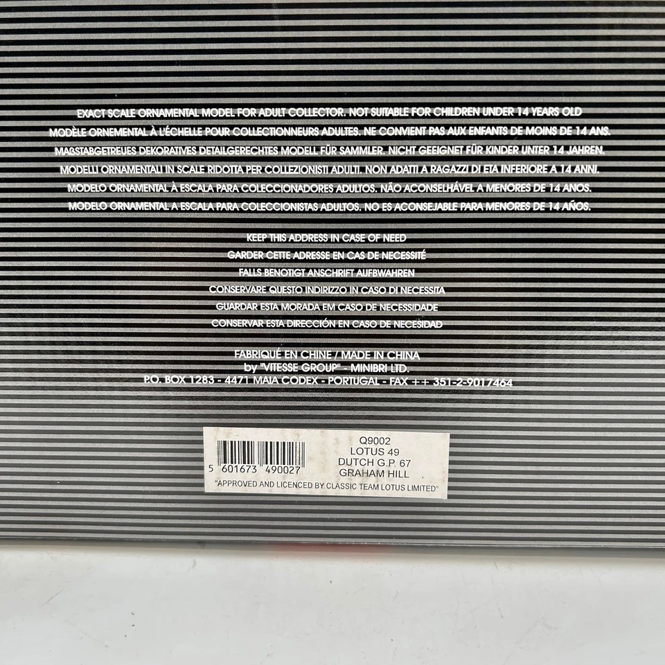 Quartzo 1967 Graham Hill #6 Lotus 49 Dutch Grand Prix F1 1:18 Diecast Car Q9002 - Image 4 of 4