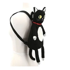 Spookyville Critters Plush Furry Black Cat Backpack Adjustable Straps