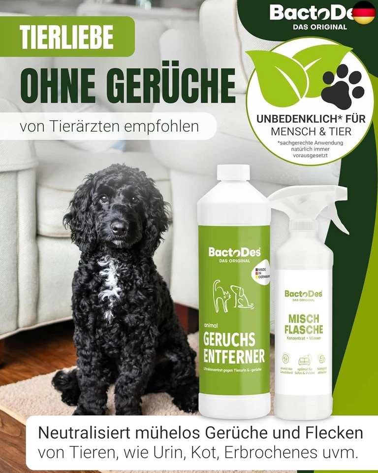 BactoDes Animal Geruchsneutralisierer 1L I Enzymreiniger mit biologischer - Bild 2 von 4