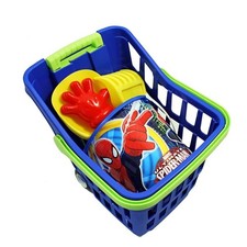 Trolley Spiderman carrello spesa con Giochi mare per bambini secchiello paletta