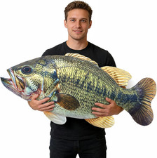 32" Bass Fish Stuffed Plush Fish Pillow Animal 3D Giant Soft Funny Pillow for Ho