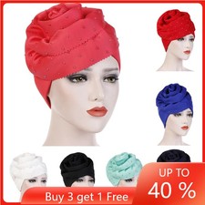 Ladies Women Floral Muslim Ruffle Cancer Chemo Hat Beanie Turban Head Wrap Cap