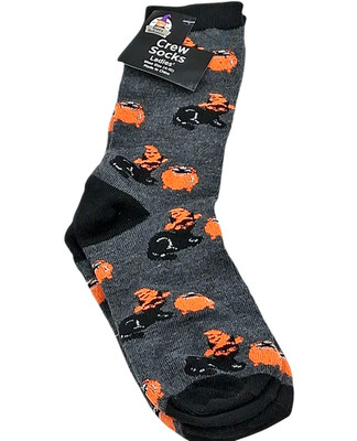 Happy Halloween Crew Socks Ladies Shoe Size 4-10 Black Cat In Witch Hat Cauldron