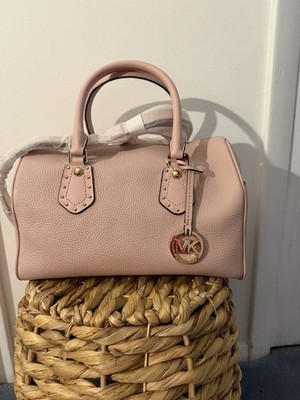 Michael Kors Blossom Pink Medium Satchel Bag Charm Studded Gold Hardware